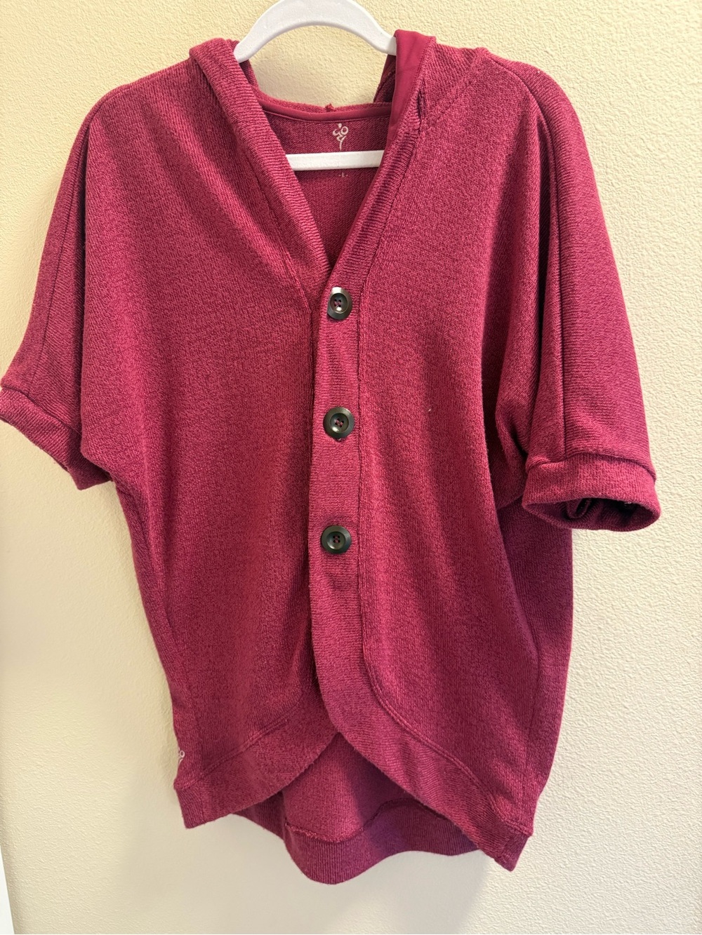 Cozy Orange Women’s Hooded Button Cardigan Short Sleeve Size L
